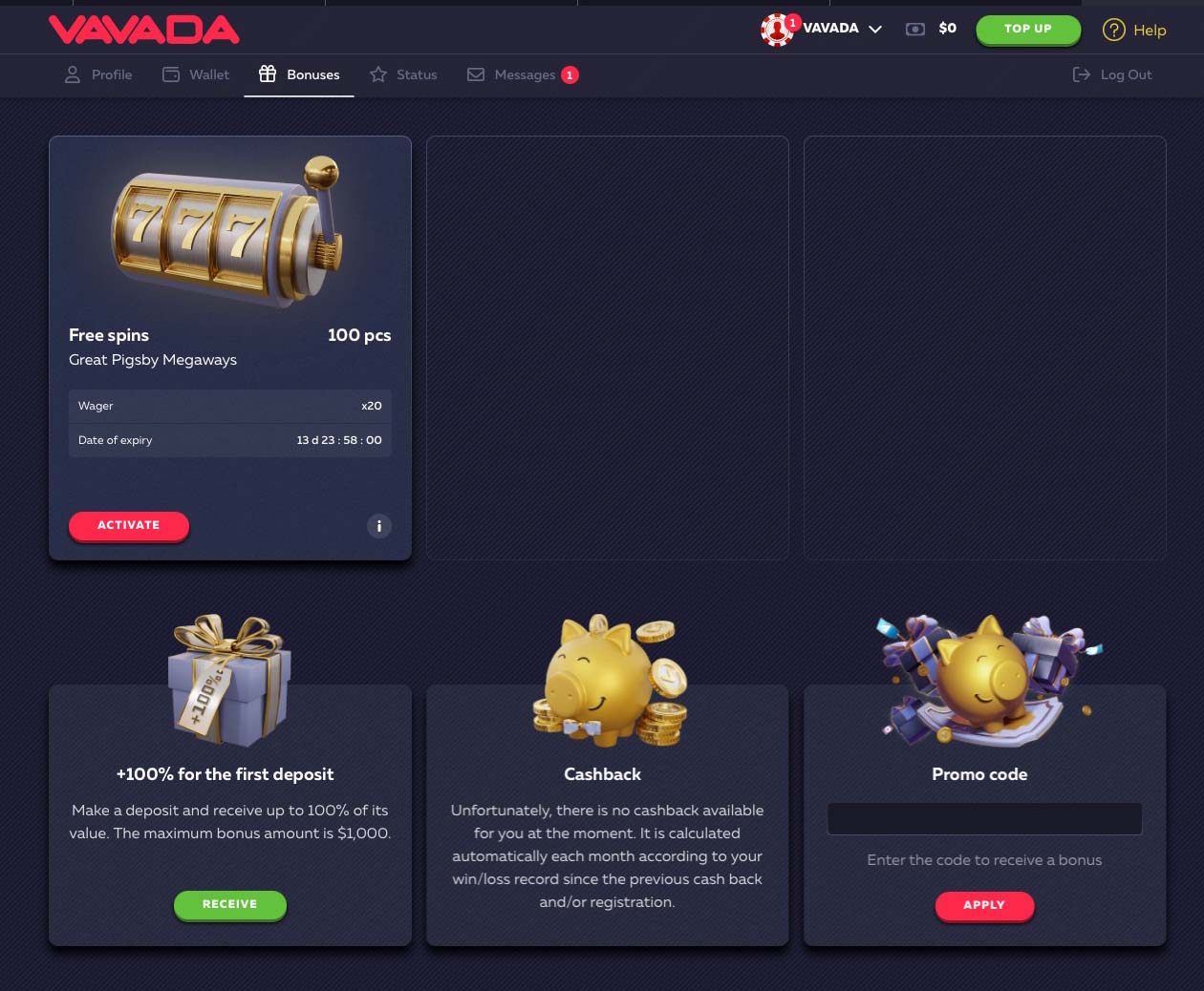 Bonusi i promocije u Vavada Casinu